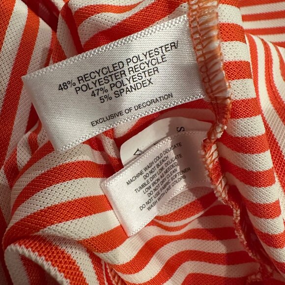 CUTTER & BUCK MENS XL TALL MENS ORANGE STRIPE GOLF POLO DRI FIT NWOT - Picture 7 of 8